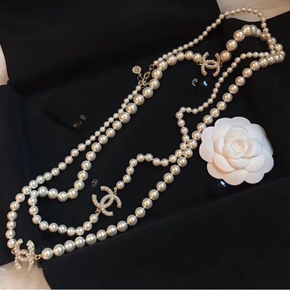 CHANEL Pearl Multi-Strand Necklace with Gold and Ivory Accents